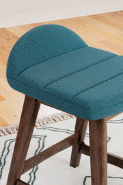 Lyncott Blue/Brown Counter Height Bar Stool, Set of 2 - D615-324
