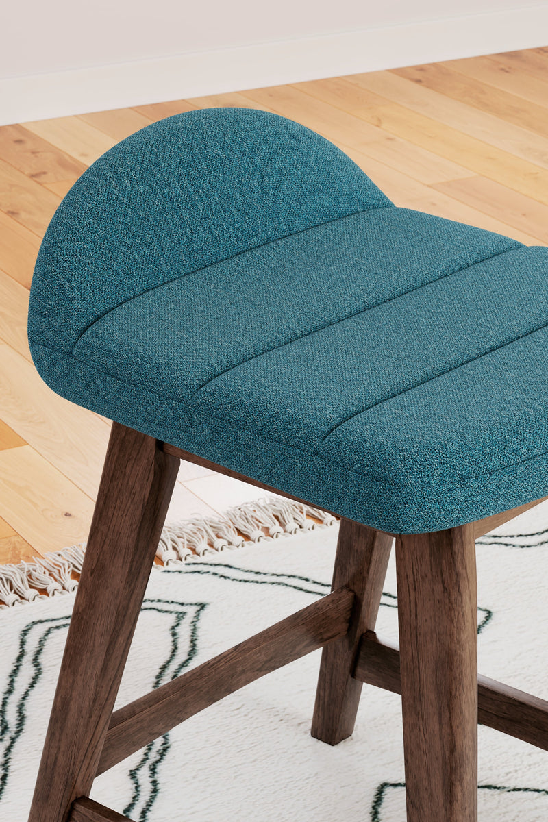 Lyncott Blue/Brown Counter Height Bar Stool, Set of 2 - D615-324