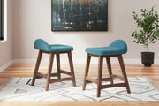 Lyncott Blue/Brown Counter Height Bar Stool, Set of 2 - D615-324