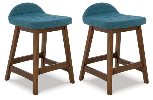 Lyncott Blue/Brown Counter Height Bar Stool (Set of 2) - D615-324X2