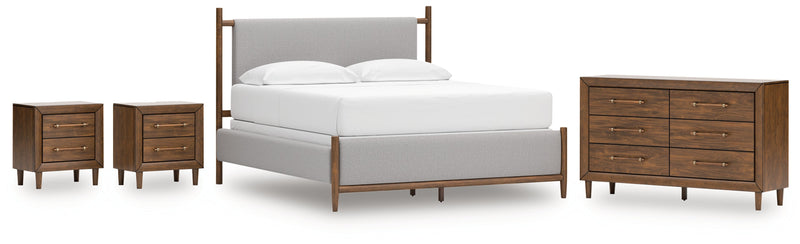 Lyncott California King Upholstered Bed with Dresser and 2 Nightstands in Brown from Ashley - Luna Furniture