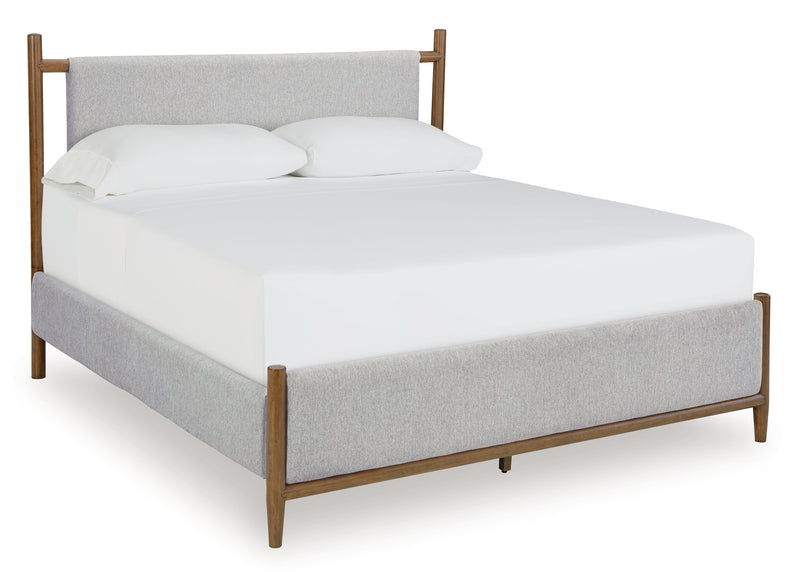 Lyncott California King Upholstered Bed with Mirrored Dresser, Chest and Nightstand in Brown from Ashley - Luna Furniture