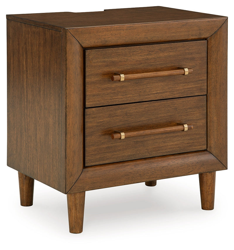 Lyncott California King Upholstered Bed with Mirrored Dresser, Chest and Nightstand in Brown from Ashley - Luna Furniture