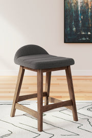 Lyncott Charcoal/Brown Counter Height Bar Stool, Set of 2 - D615-224