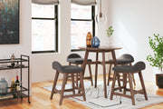 Lyncott Charcoal/Brown Counter Height Bar Stool, Set of 2 - D615-224