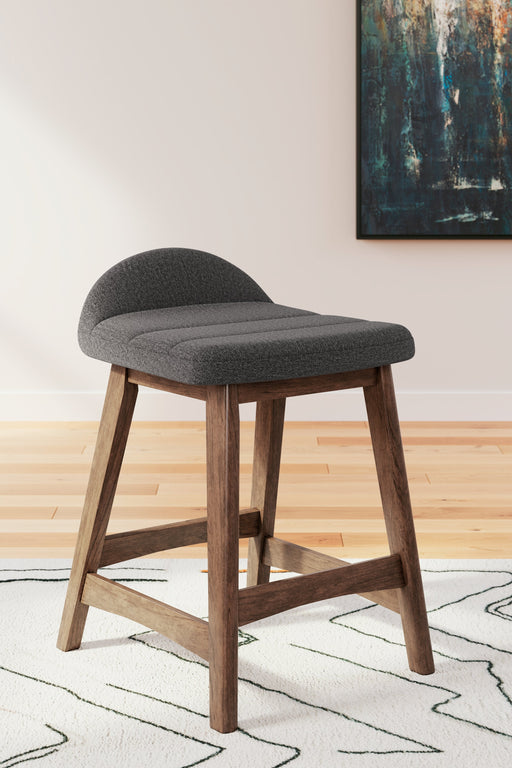 Lyncott Charcoal/Brown Counter Height Bar Stool, Set of 2 - D615-224