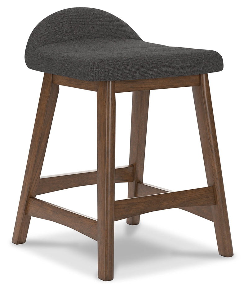 Lyncott Charcoal/Brown Counter Height Bar Stool, Set of 2 - D615-224
