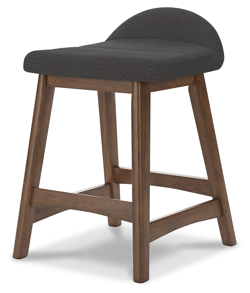 Lyncott Charcoal/Brown Counter Height Bar Stool, Set of 2 - D615-224