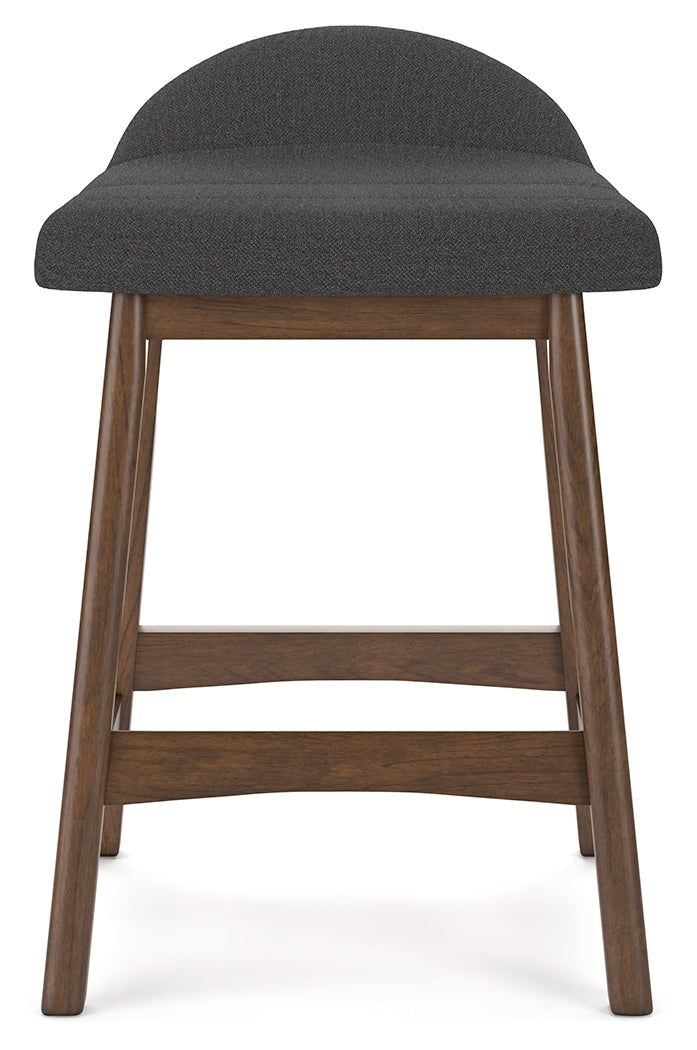Lyncott Charcoal/Brown Counter Height Bar Stool, Set of 2 - D615-224