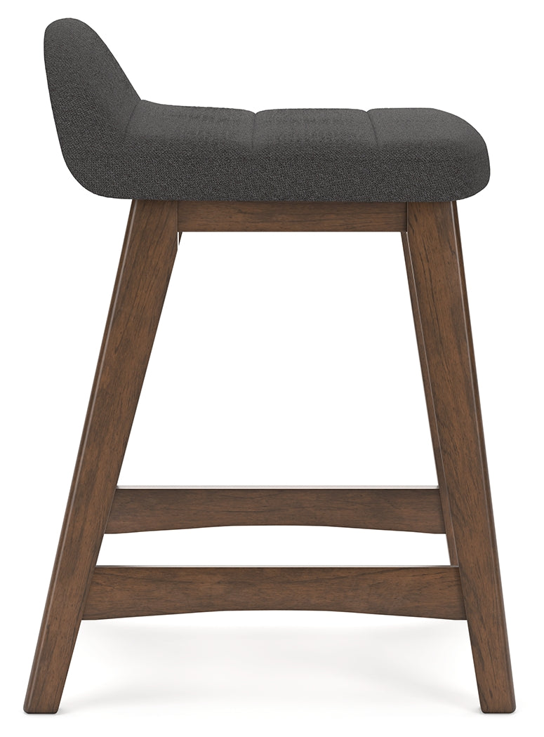 Lyncott Charcoal/Brown Counter Height Bar Stool, Set of 2 - D615-224