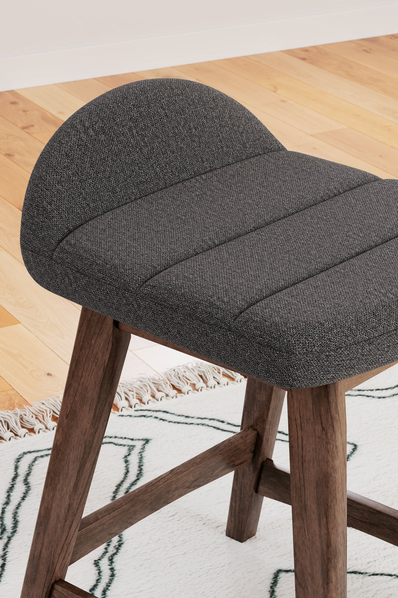 Lyncott Charcoal/Brown Counter Height Bar Stool, Set of 2 - D615-224