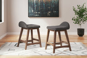 Lyncott Charcoal/Brown Counter Height Bar Stool, Set of 2 - D615-224