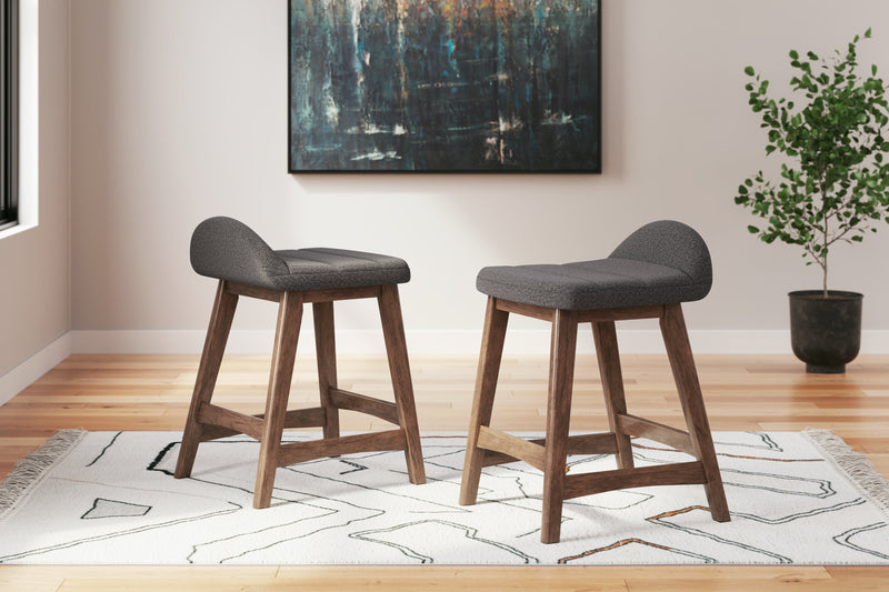 Lyncott Charcoal/Brown Counter Height Bar Stool, Set of 2 - D615-224