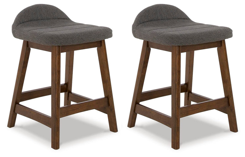 Lyncott Charcoal/Brown Counter Height Bar Stool (Set of 2) - D615-224X2