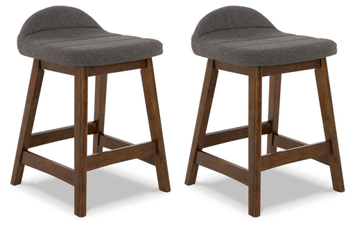 Lyncott Charcoal/Brown Counter Height Bar Stool (Set of 2) - D615-224X2
