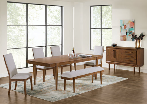 Lyncott Dining Table and 4 Chairs and Bench in Brown - Gate FurnitureDining Room Set