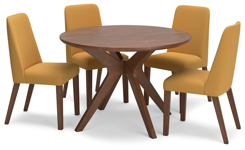 Lyncott Dining Table and 4 Chairs in Mustard/Brown - Gate FurnitureDining Room Set