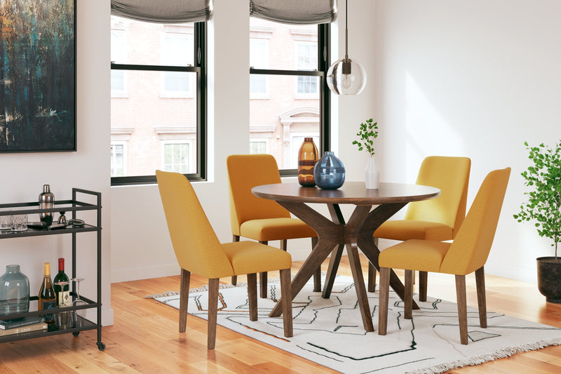 Lyncott Dining Table and 4 Chairs in Mustard/Brown - Gate FurnitureDining Room Set