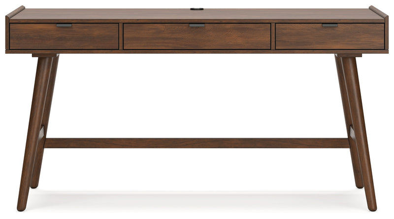 Lyncott Home Office Desk with Chair and Storage in Brown - PKG018521