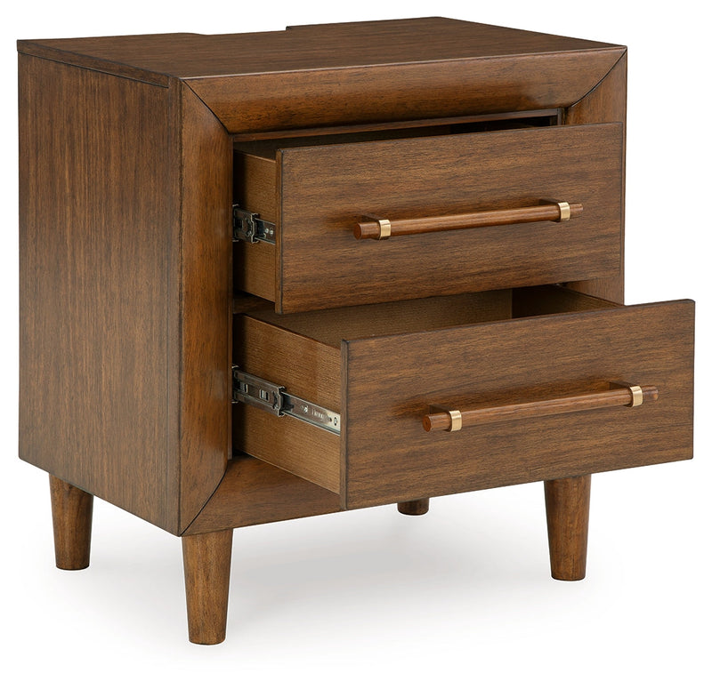 Lyncott King Upholstered Bed with 2 Nightstands in Brown from Ashley - Luna Furniture