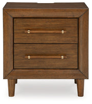 Lyncott King Upholstered Bed with Mirrored Dresser and 2 Nightstands in Brown from Ashley - Luna Furniture