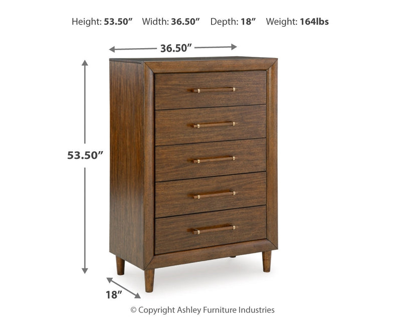 Lyncott King Upholstered Bed with Mirrored Dresser and Chest in Brown from Ashley - Luna Furniture