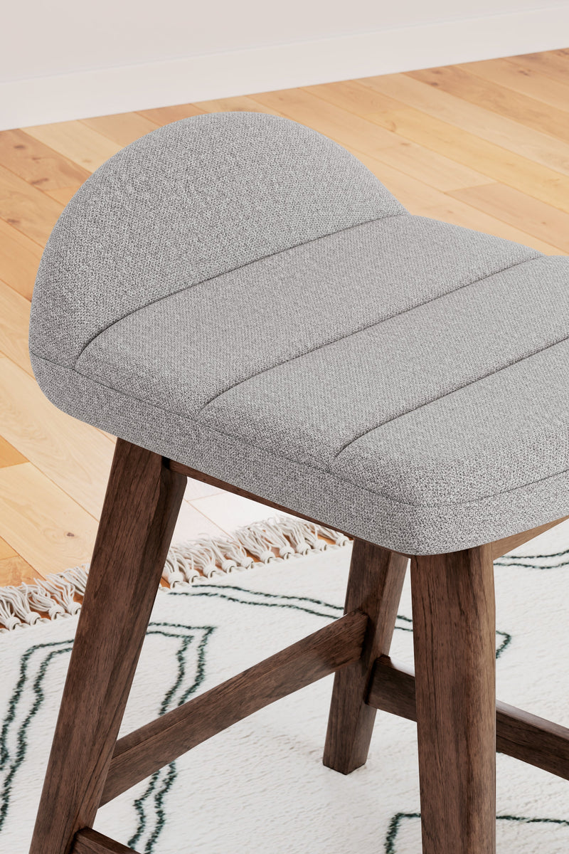 Lyncott Light Gray/Brown Counter Height Bar Stool, Set of 2 - D615-124