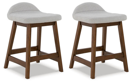 Lyncott Light Gray/Brown Counter Height Bar Stool (Set of 2) - D615-124X2