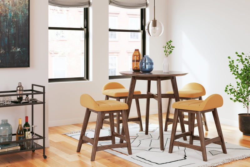 Lyncott Mustard/Brown Counter Height Bar Stool, Set of 2 - D615-424