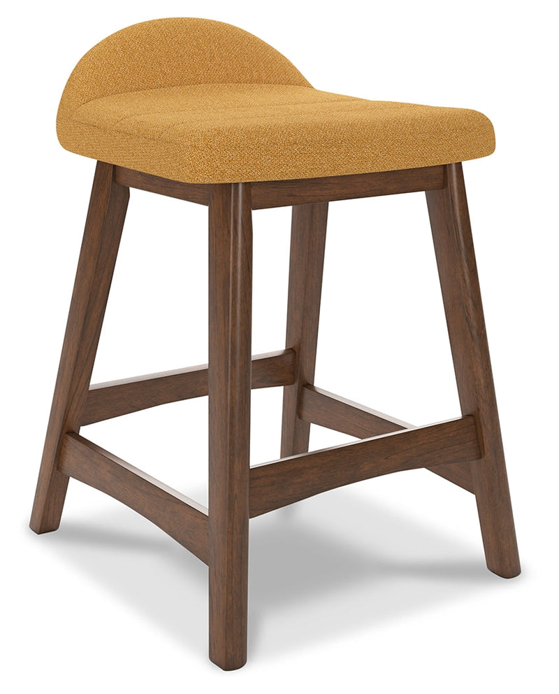 Lyncott Mustard/Brown Counter Height Bar Stool, Set of 2 - D615-424