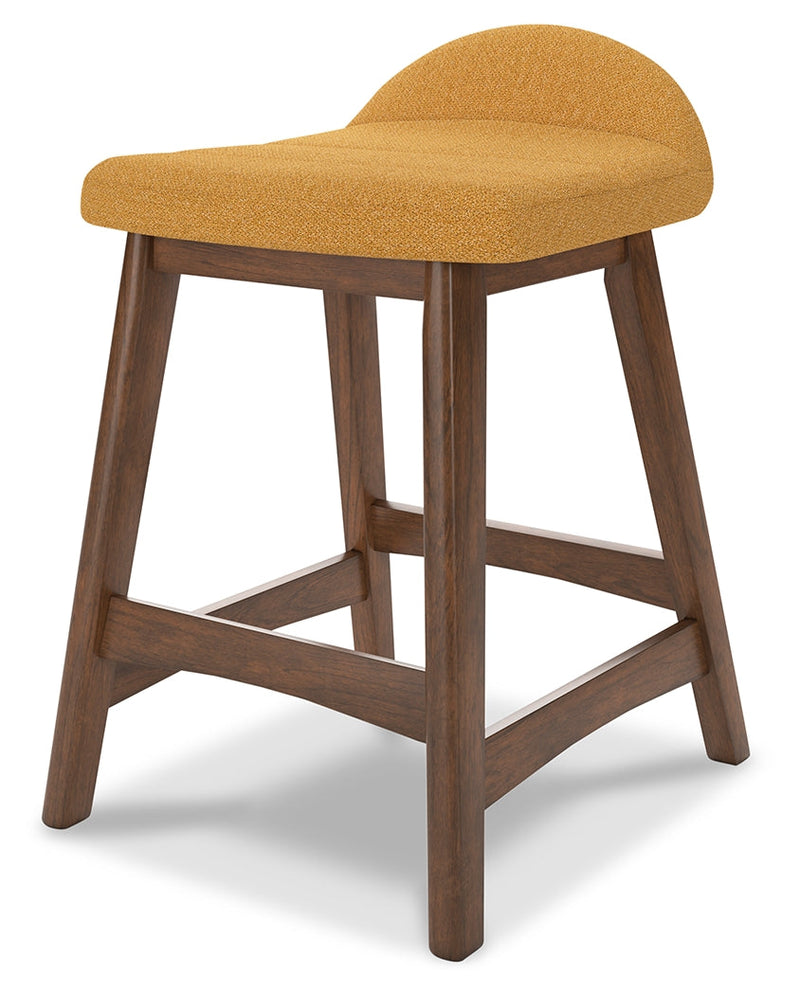 Lyncott Mustard/Brown Counter Height Bar Stool, Set of 2 - D615-424