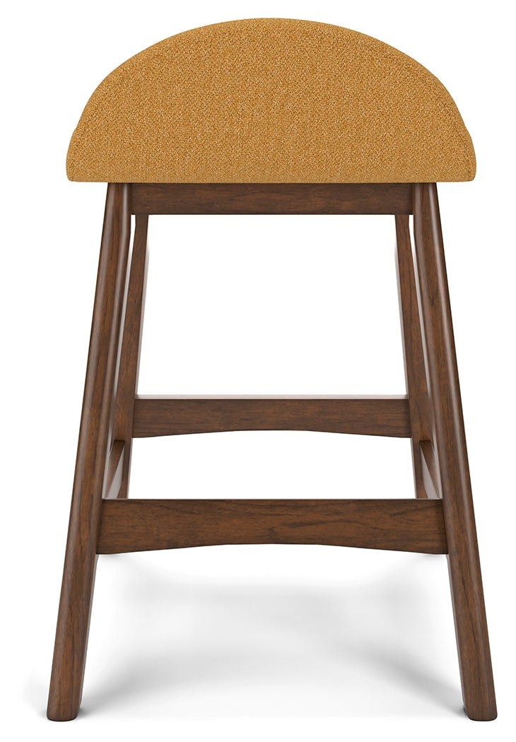 Lyncott Mustard/Brown Counter Height Bar Stool, Set of 2 - D615-424