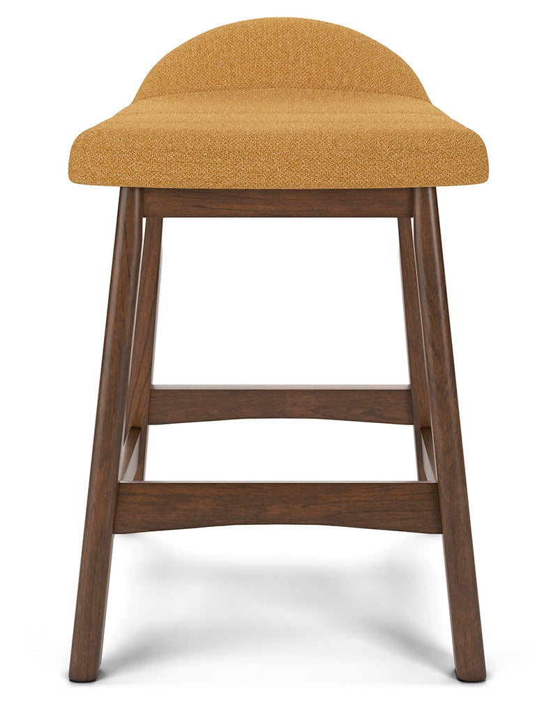 Lyncott Mustard/Brown Counter Height Bar Stool, Set of 2 - D615-424