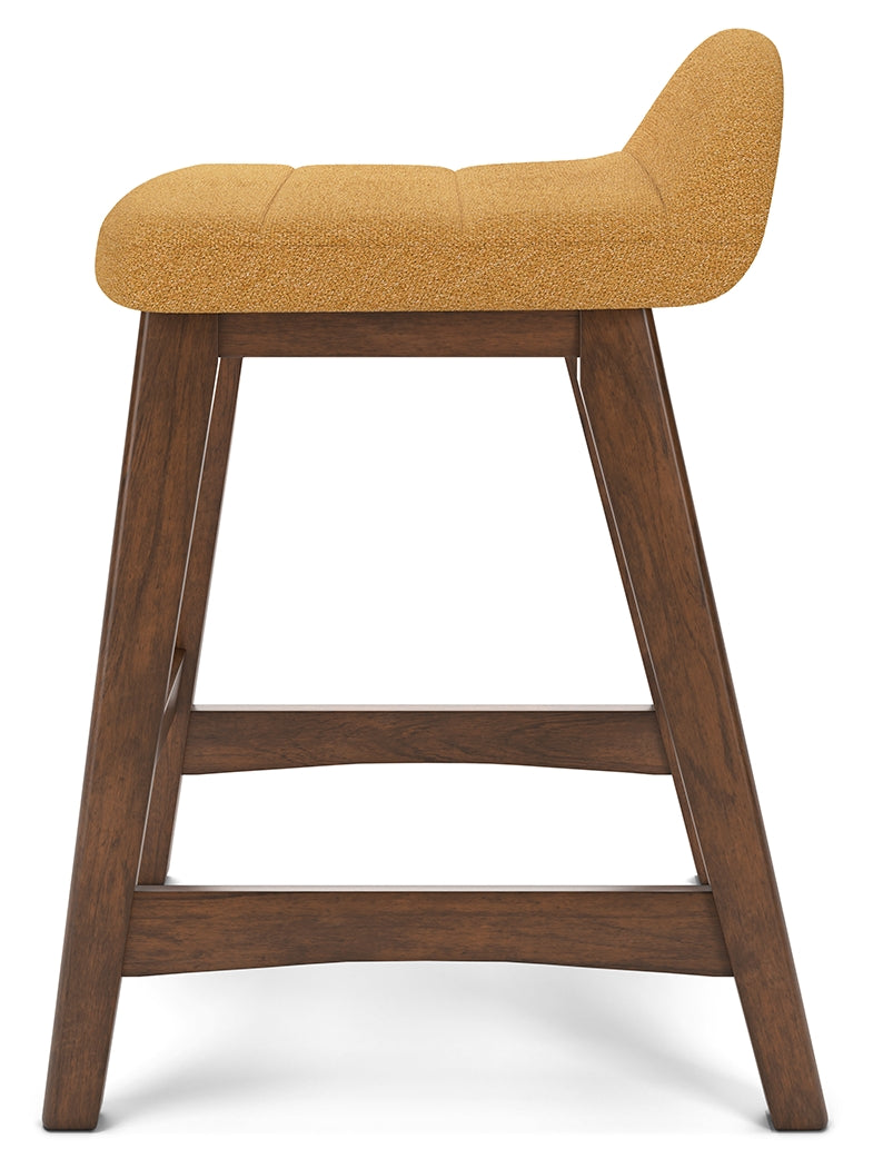 Lyncott Mustard/Brown Counter Height Bar Stool, Set of 2 - D615-424