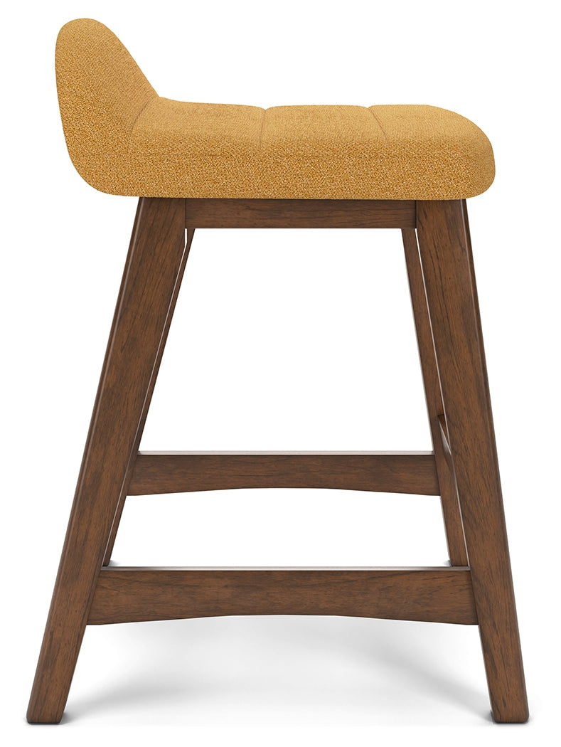 Lyncott Mustard/Brown Counter Height Bar Stool, Set of 2 - D615-424