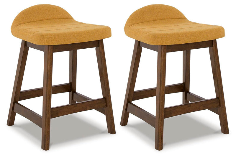 Lyncott Mustard/Brown Counter Height Bar Stool (Set of 2) - D615-424X2