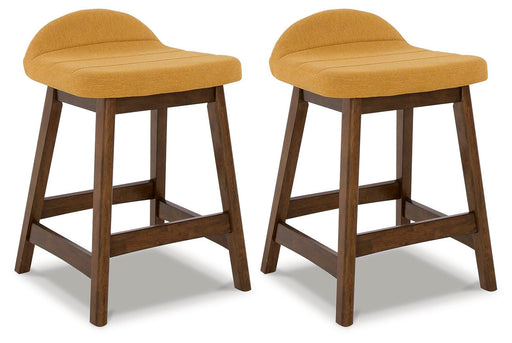 Lyncott Mustard/Brown Counter Height Bar Stool (Set of 2) - D615-424X2