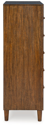 Lyncott Queen Upholstered Bed with Mirrored Dresser and Chest in Brown from Ashley - Luna Furniture
