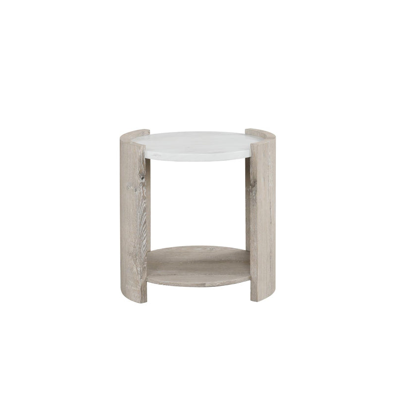 Lynda – White & Beige End Table with Faux Marble Top - T140-E