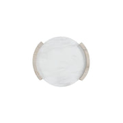 Lynda – White & Beige End Table with Faux Marble Top - T140-E