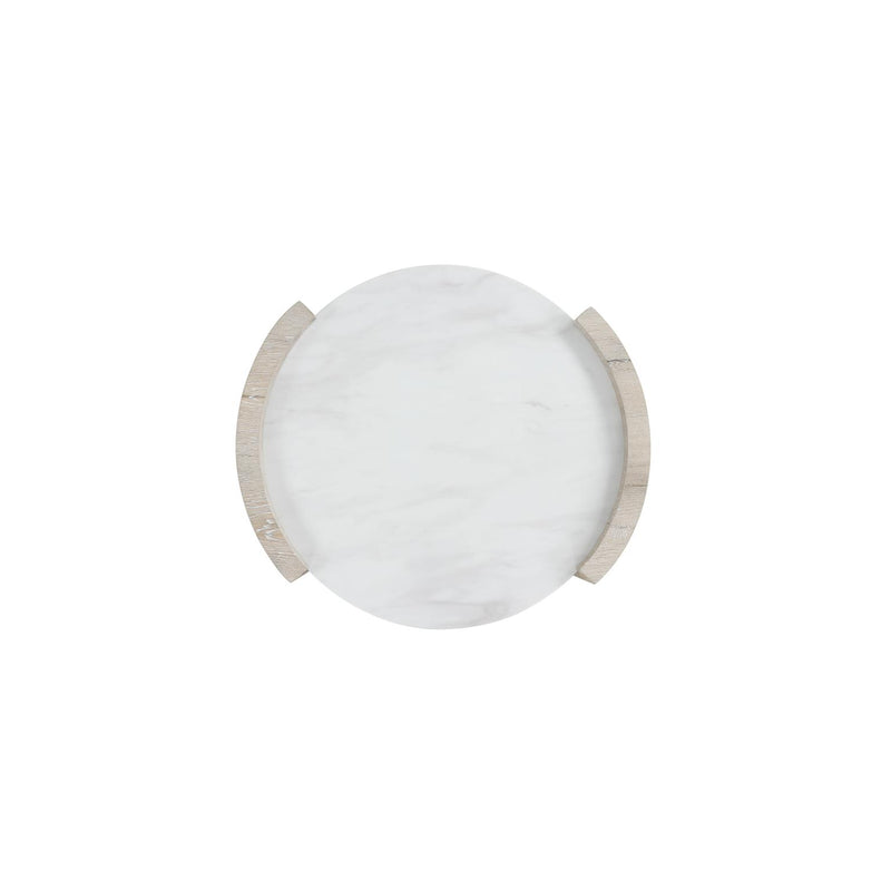 Lynda – White & Beige End Table with Faux Marble Top - T140-E