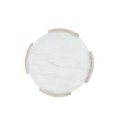 Lynda - White & Beige Round Coffee Table with Faux Marble Top - T140-C