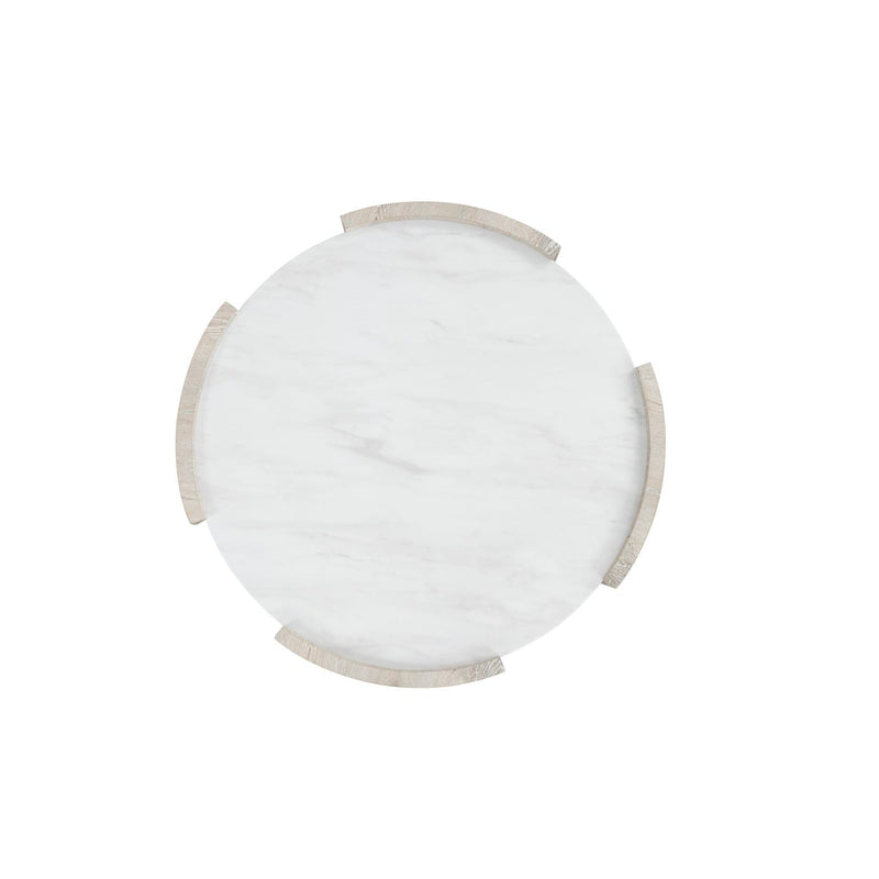 Lynda - White & Beige Round Coffee Table with Faux Marble Top - T140-C
