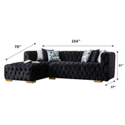 Lyon 104 in. W 2 - Piece Soft Touch Velvet Sectional Sofa with Chaise in Black - Gate FurnitureSectional
