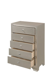 Lyssa Champagne LED Upholstered Panel Bedroom Set - Gate FurnitureBedroom Set