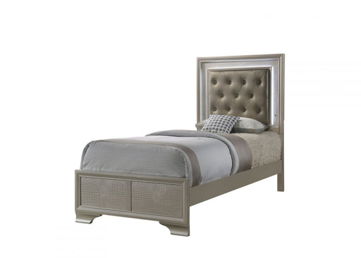Lyssa Champagne Twin Panel Bed - Gate FurnitureTwin Bed