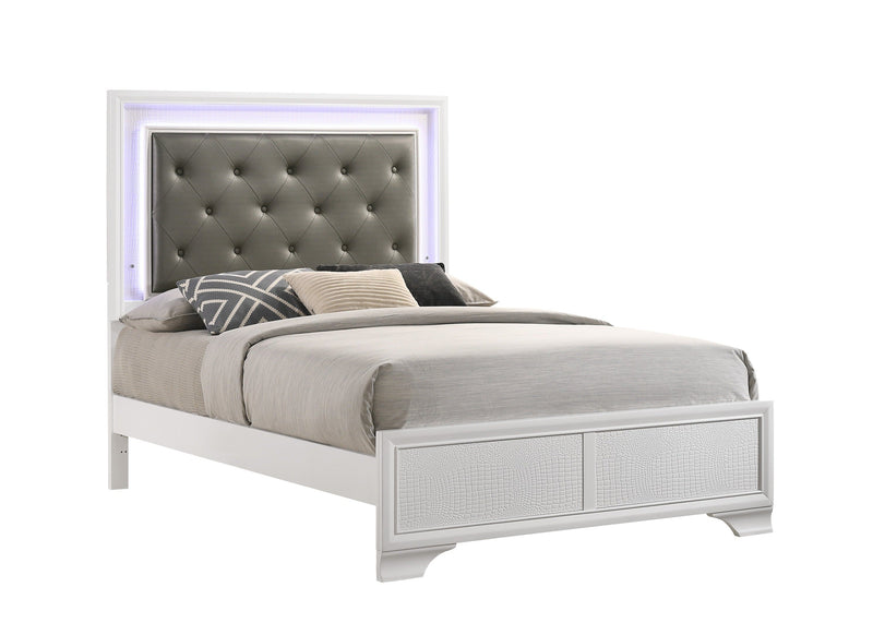 Lyssa Frost Full LED Upholstered Panel Bed - Gate FurnitureFull Bed