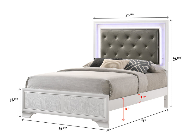 Lyssa Frost Full LED Upholstered Panel Bed - Gate FurnitureFull Bed