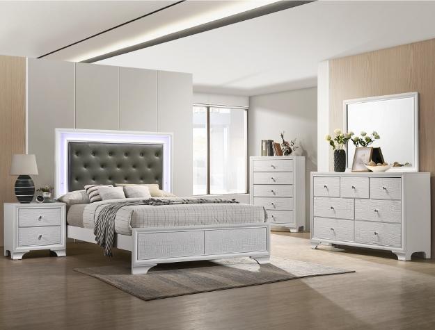 Lyssa Frost King LED Panel Bed - Gate FurnitureKing Bed