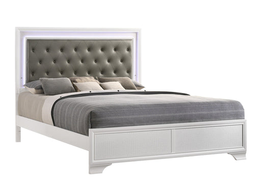 Lyssa Frost King LED Upholstered Panel Bed - Gate FurnitureKing Bed